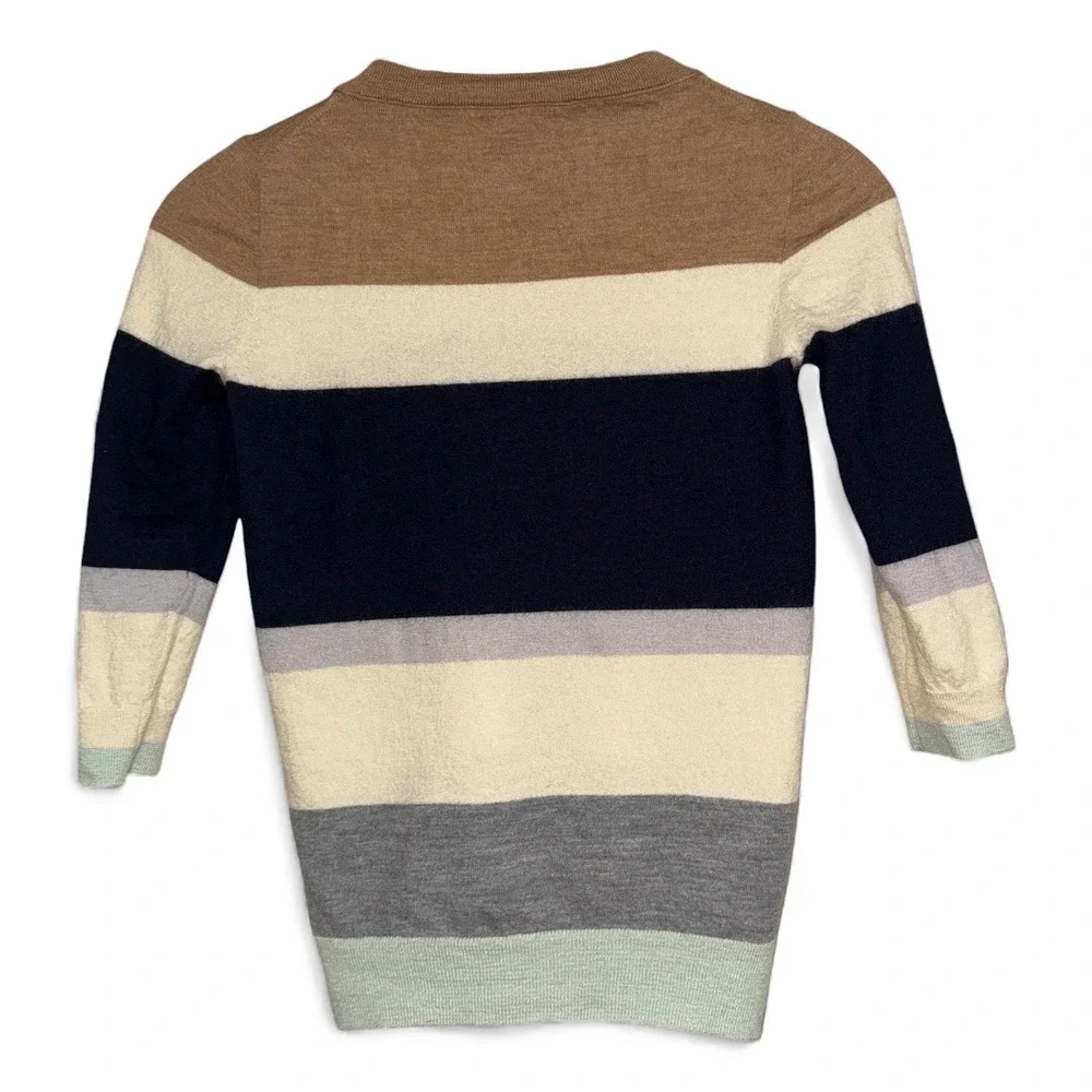 J‎ Crew Striped Merino Wool 3/4 Sleeve Sweater XS